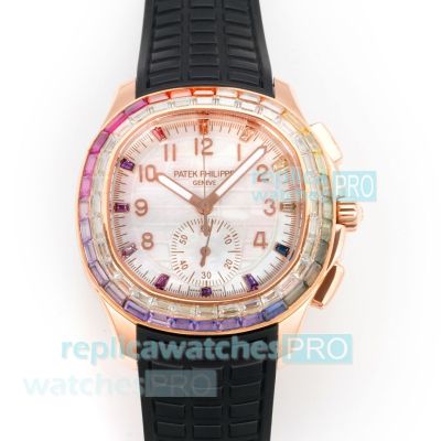 Patek Philippe V2 Aquanaut Luce 7968 Rainbow Diamond Black Rubber Strap Superclone Watch 